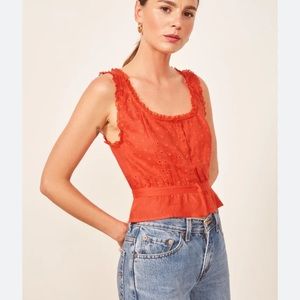 Reformation Luisa Eyelet Linen Top
